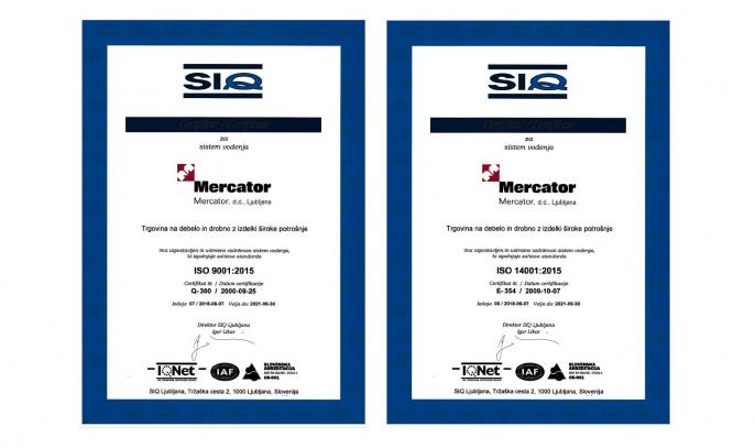 Mercator ISO certifikati 2018